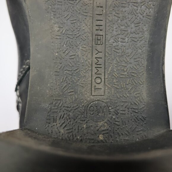 Tommy Hilfiger Black Faux Leather Gray Wool Like Tall Riding Buckle Boots - 9.5 - Picture 3 of 14